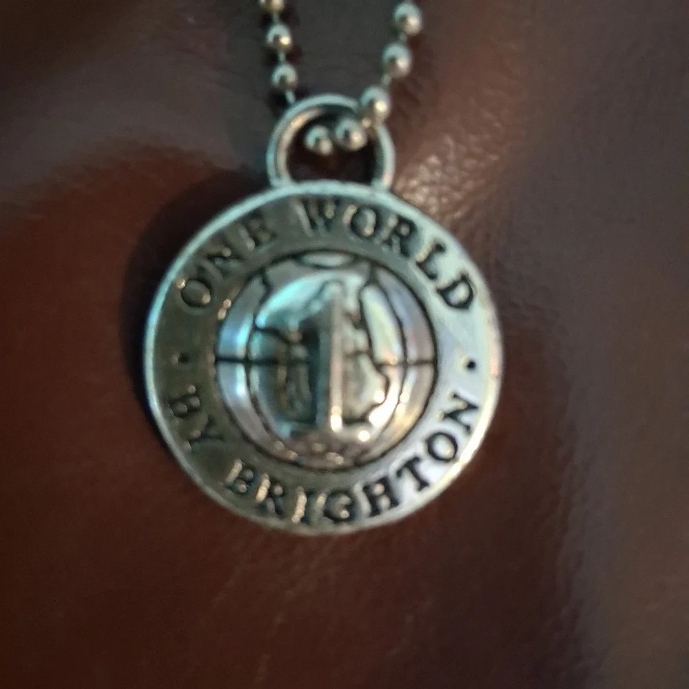 Brighton One World Silver Tone Bag Charm Hang Tag Keychain